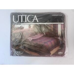 Lot of 2 VTG 1983 Utica J.P Stevens Cardigan Plaid Percale Sheets NOS